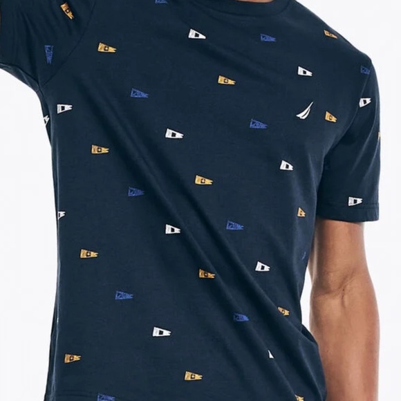 Nautical all over flag print soft cotton jersey tshirt - Picture 1 of 7
